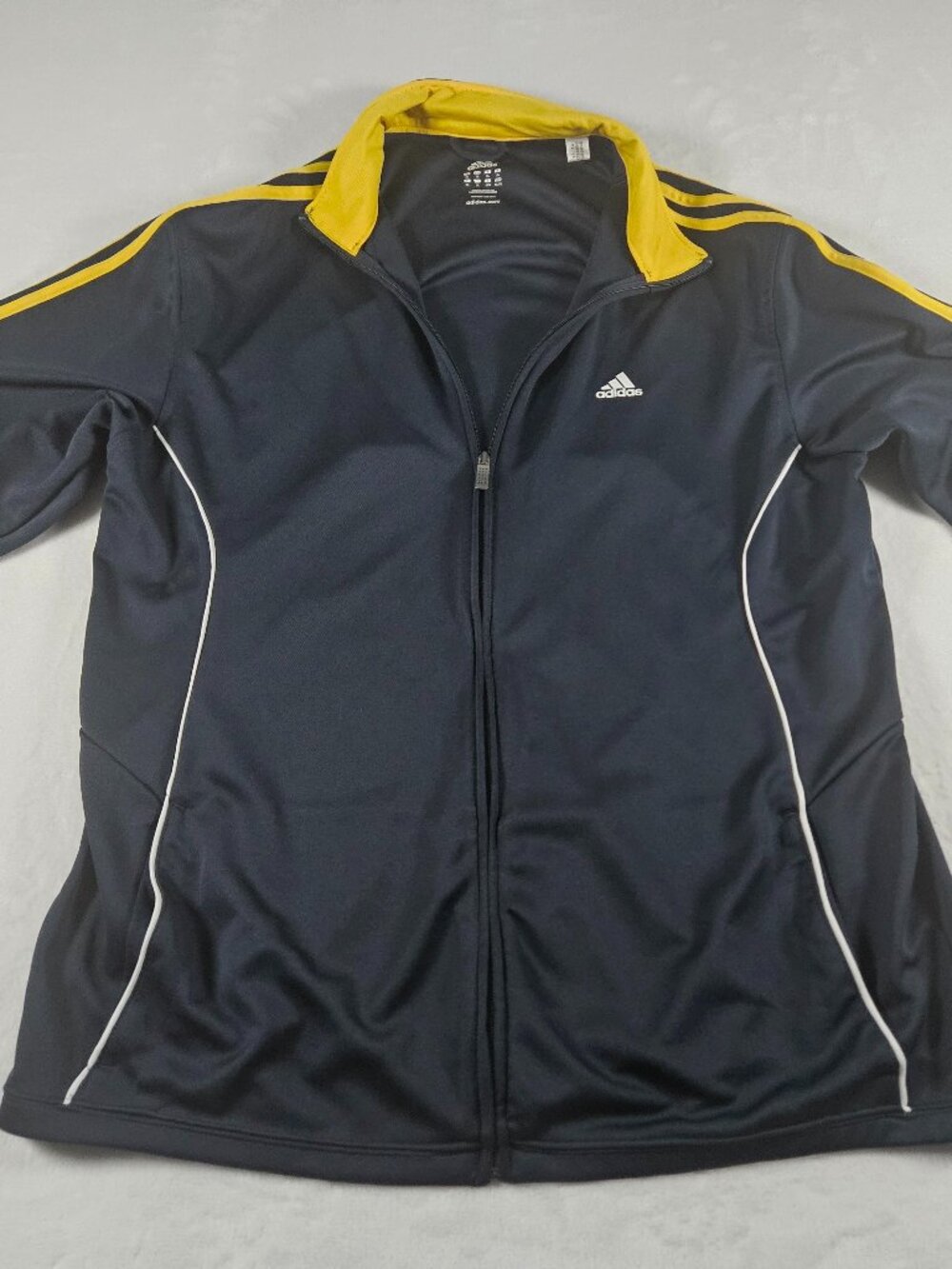 Adidas Tracksuit Mens XL 3 Stripe Track Jacket Pants Set Blue Yellow